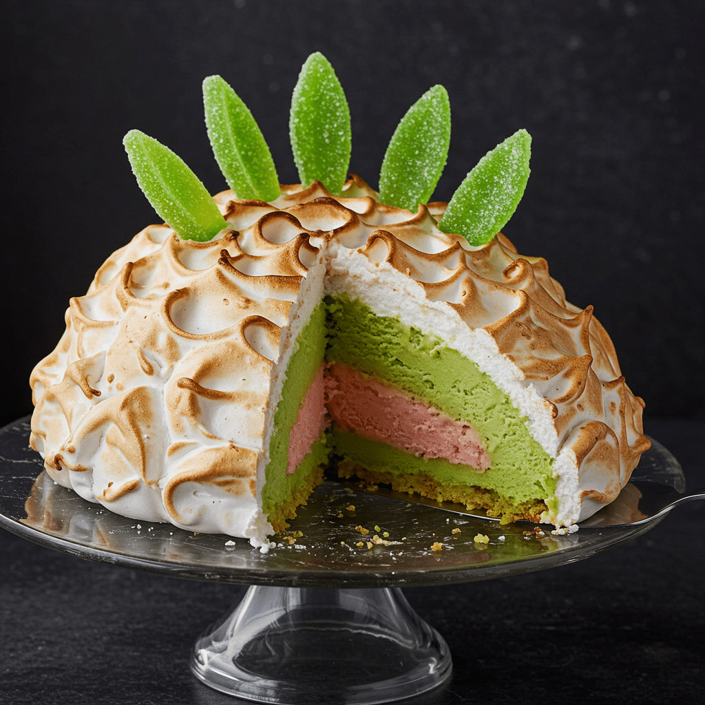 The finished, show-stopping Baked Hawaii dessert, sculpted to look like a pineapple.