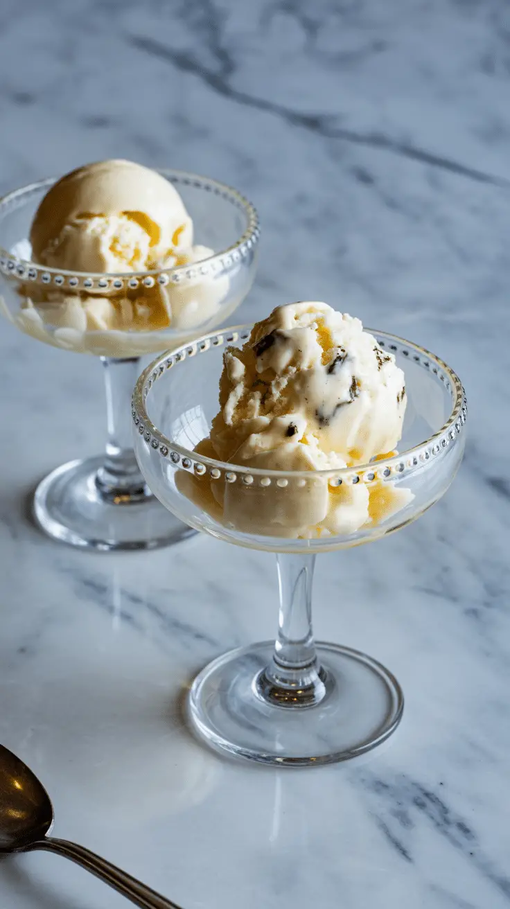 A perfect scoop of homemade Chocolate Chip Cookie Dough Ice Cream on a cone.