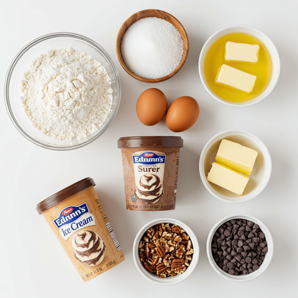 Ingredients for making from-scratch Chocolate-Covered Ice Cream Tacos.