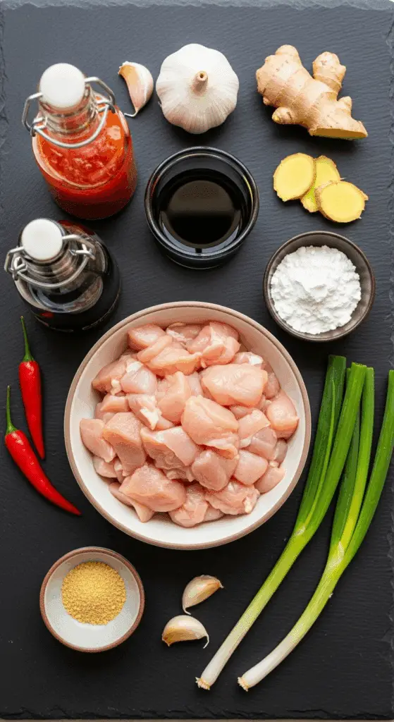 Ingredients for the easy Crispy Sweet Chilli Chicken recipe.