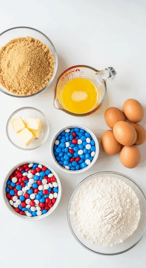 Ingredients for the festive Fireworks Blondies.