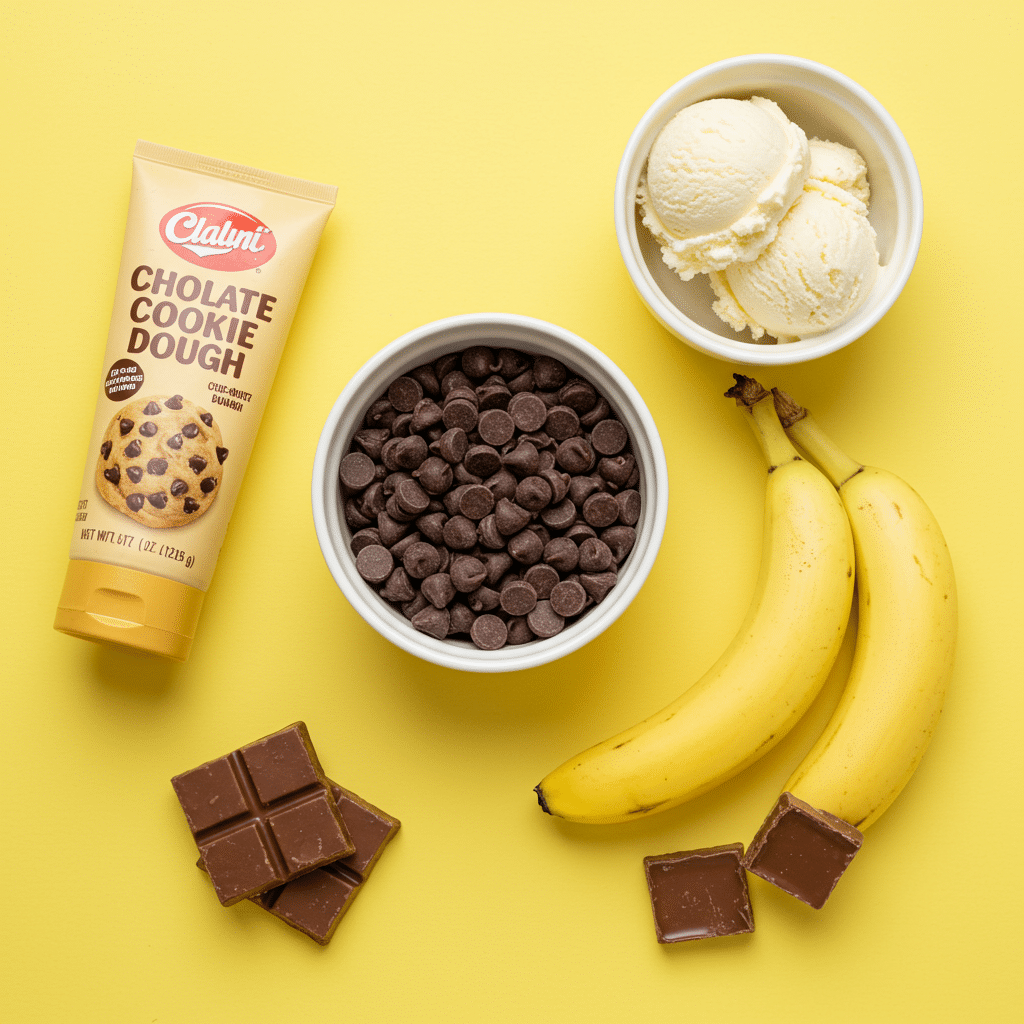 Ingredients for the Frozen Banana Ice Cream Sandwiches.