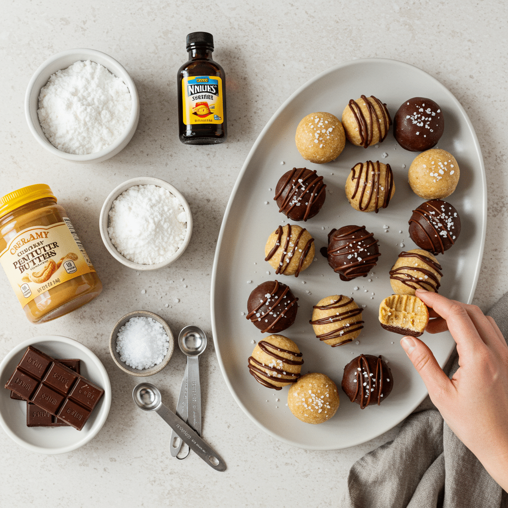 Platter of delicious Frozen Peanut Butter Bites ready to serve