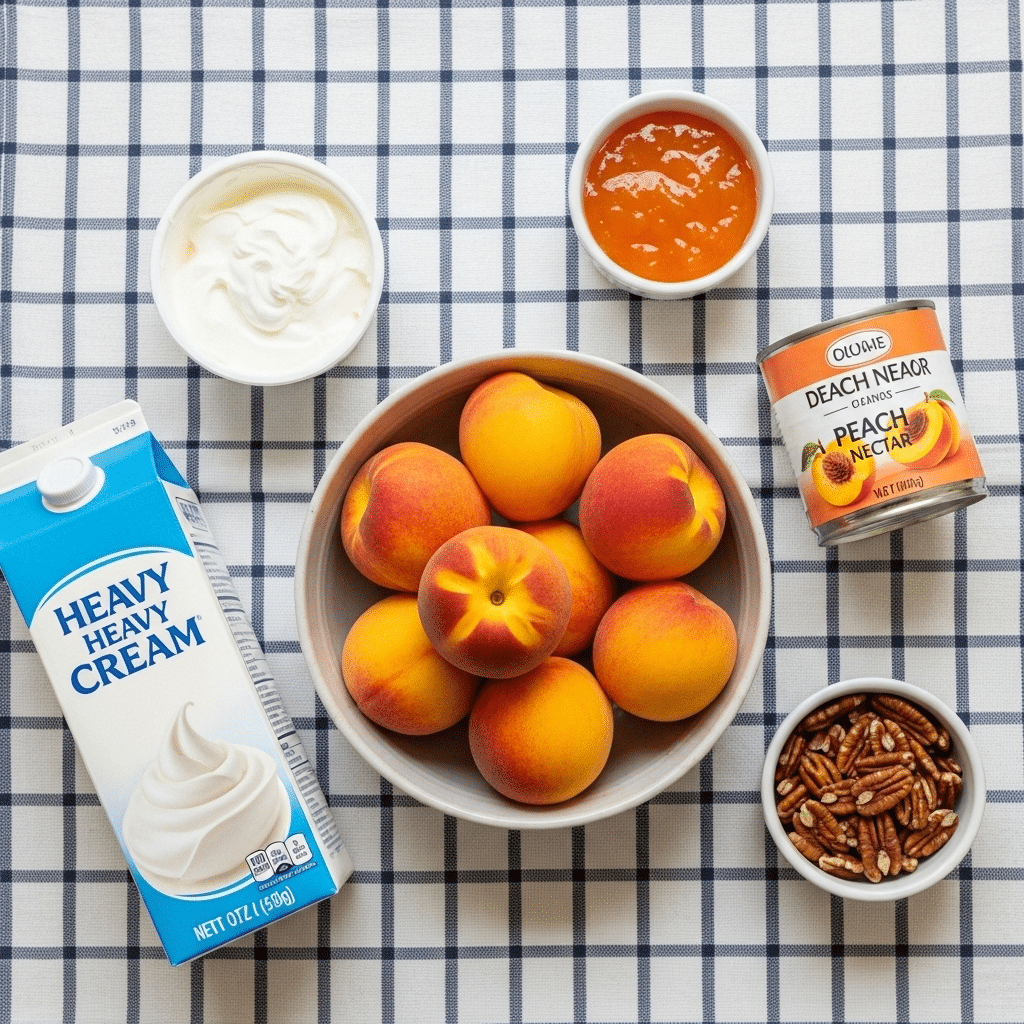Ingredients for the Southern-style Homemade Peach Ice Cream.