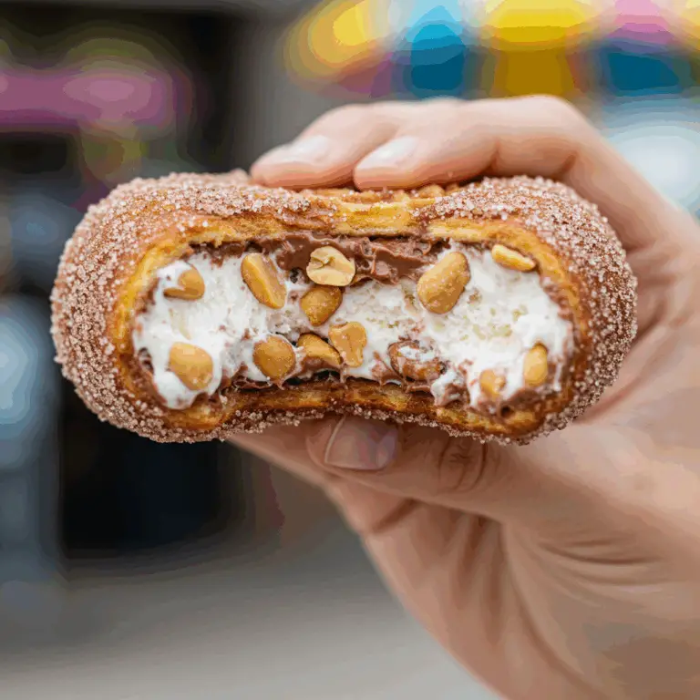 A hand holding a delicious homemade Ice Cream Crunch Taco with a bite taken out.