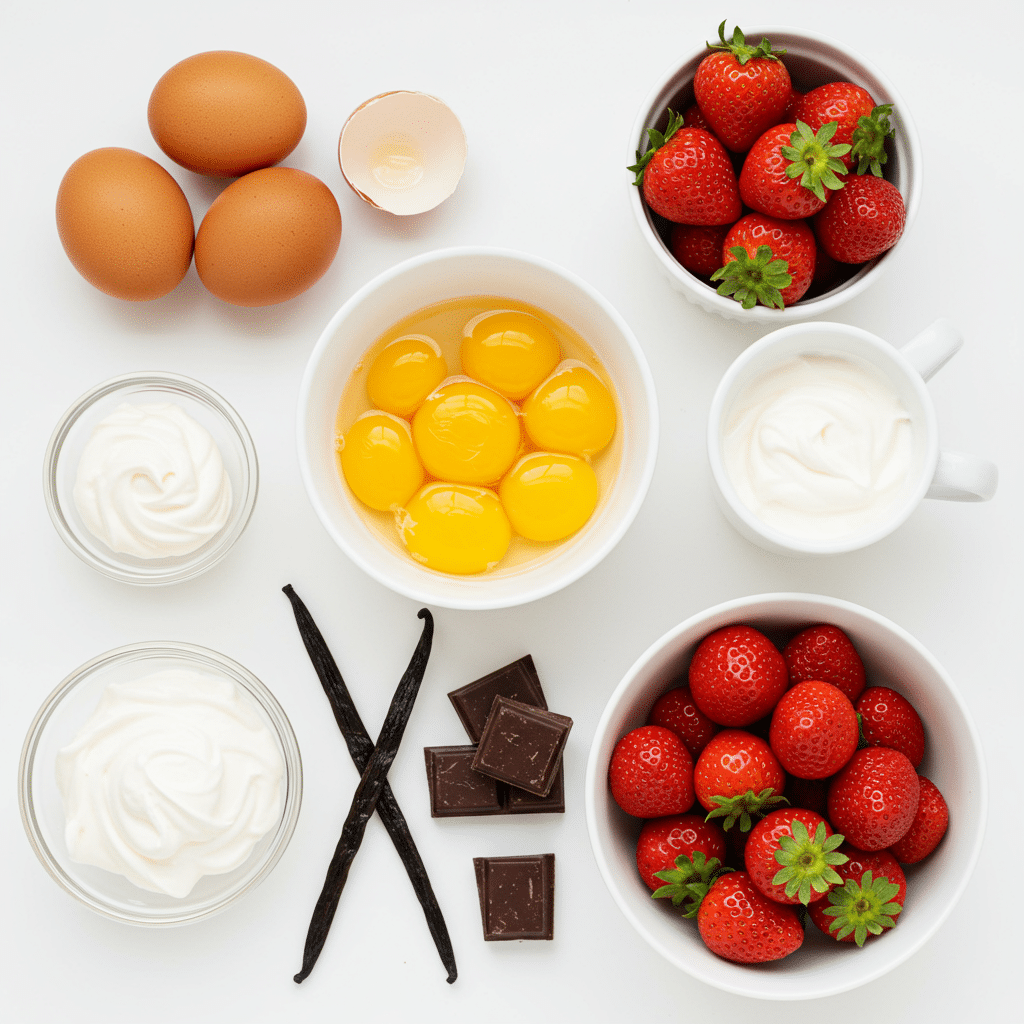 High-quality ingredients for making from-scratch Neapolitan Ice Cream.