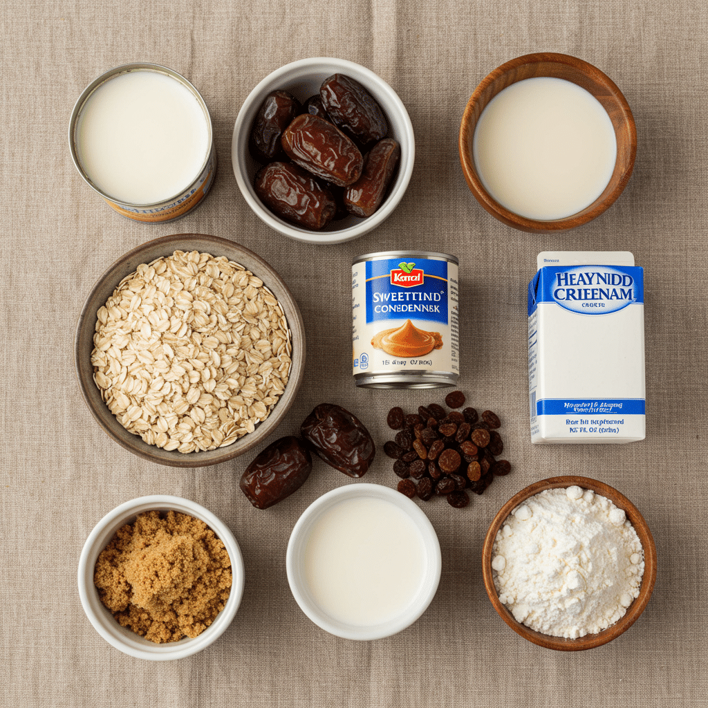 Ingredients for the from-scratch Oat Milk and Oatmeal Cookie Ice Cream Sandwiches.