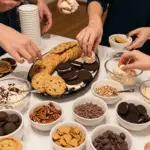 A party setup for a build-your-own Praline Ice Cream Sandwiches bar.