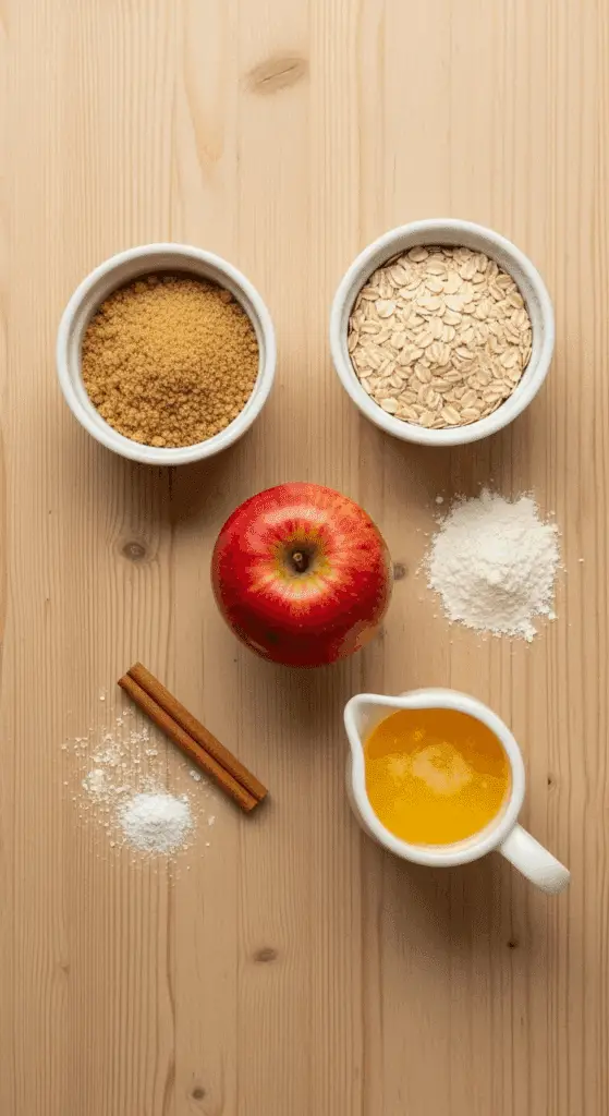 Simple ingredients for the easy Single-Serve Apple Crumble.