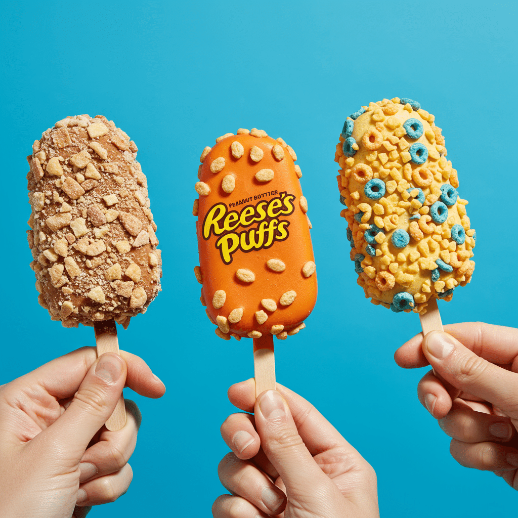 Three different kinds of homemade Cereal Ice Pops based on popular cereals.