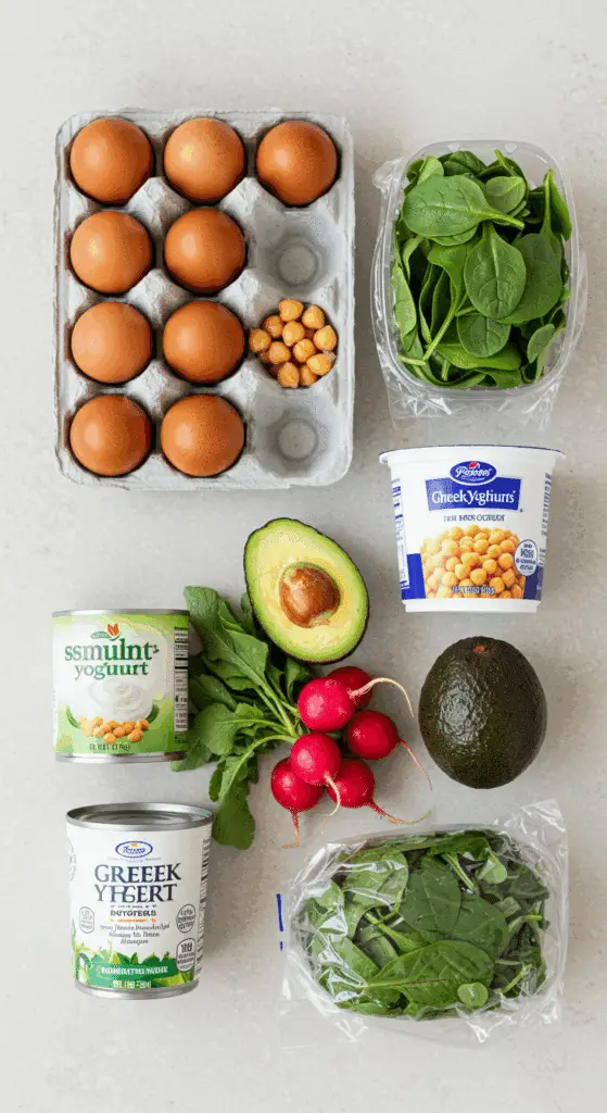 Fresh ingredients for the healthy California Salad recipe.