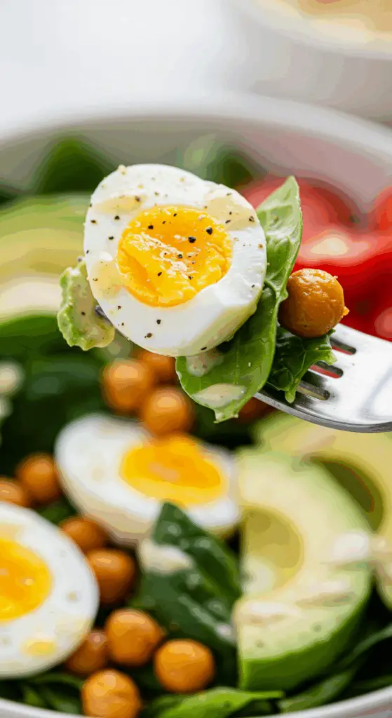A forkful of the finished California Salad.