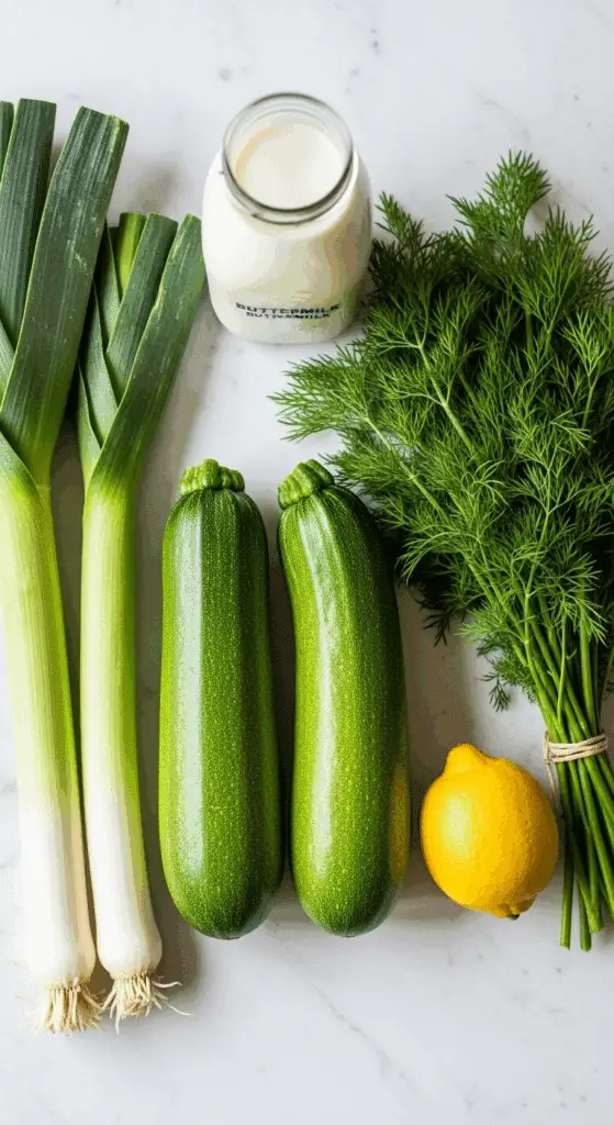 Fresh ingredients for the Chilled Zucchini Soup