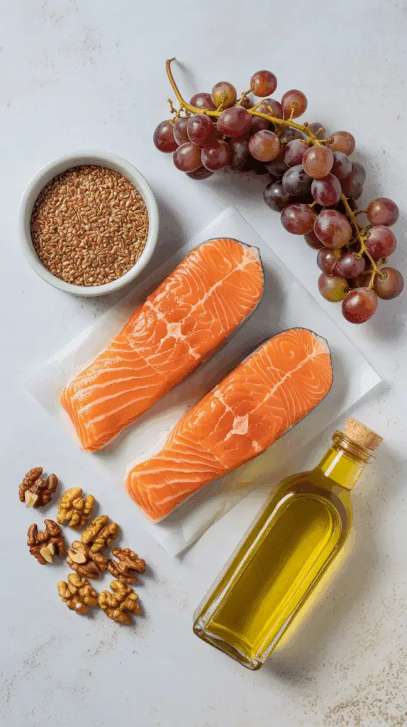 Fresh, healthy ingredients for the Flaxseed-Crusted Salmon recipe.
