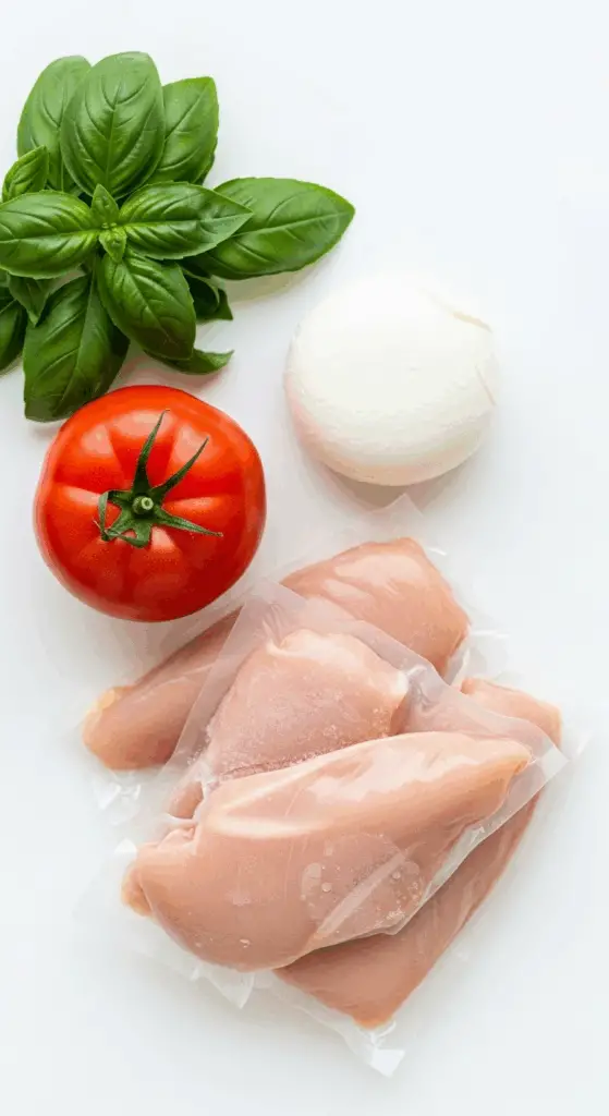 The simple, fresh ingredients for the Pan-Fried Frozen Chicken Breast recipe.