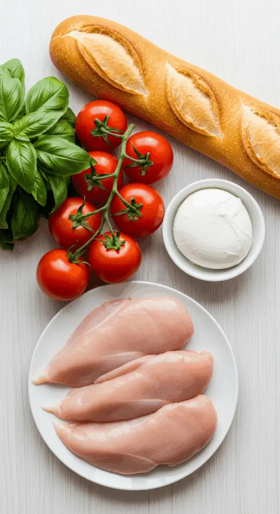 Fresh ingredients for the Grilled Chicken Parmesan recipe.