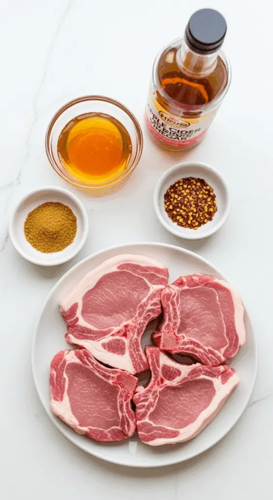 Ingredients for the easy Grilled Pork Chops marinade.