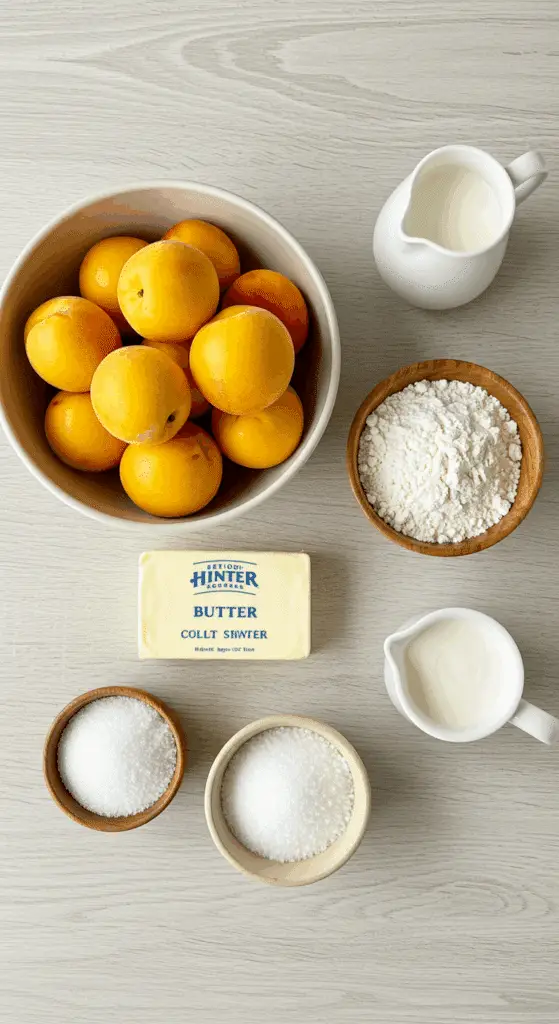 The fresh, simple, from-scratch ingredients for the homemade Peaches 'n Cream Shortcake recipe.