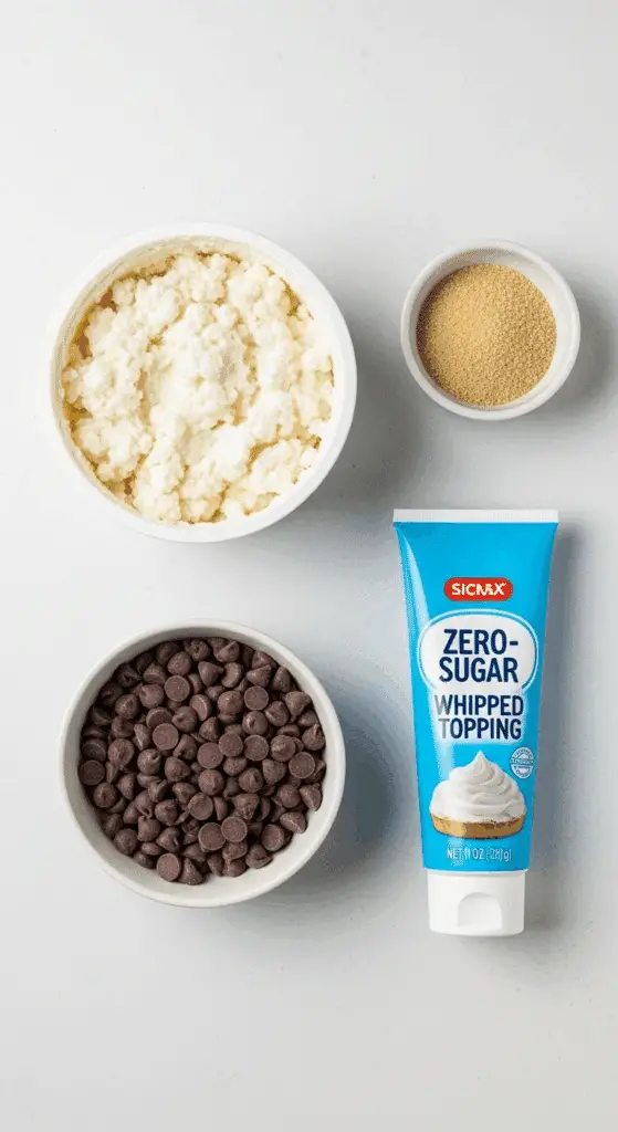 The four simple ingredients for Keto Cottage Cheese Ice Cream Bars.