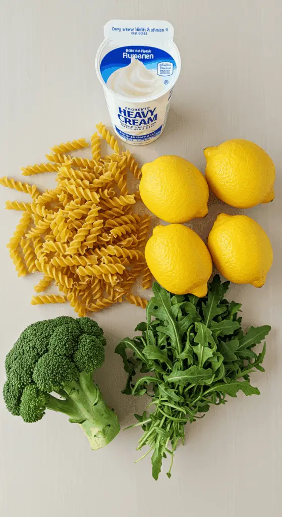 Fresh ingredients for the One-Pot Creamy Lemon Pasta.