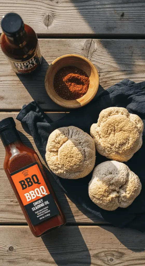 Ingredients for grilling Lion’s Mane Mushroom Steaks.