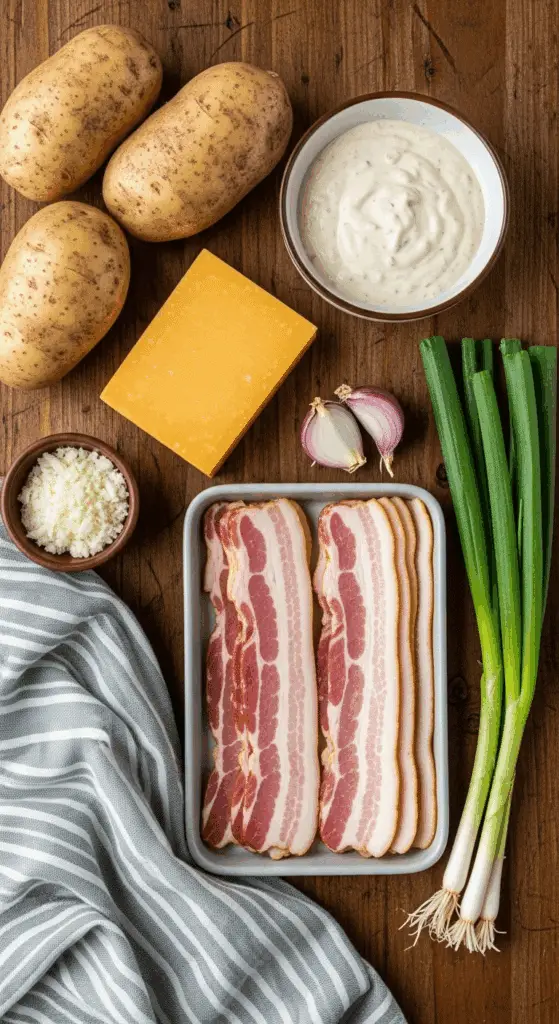 Ingredients for the Loaded Baked Potato Salad.