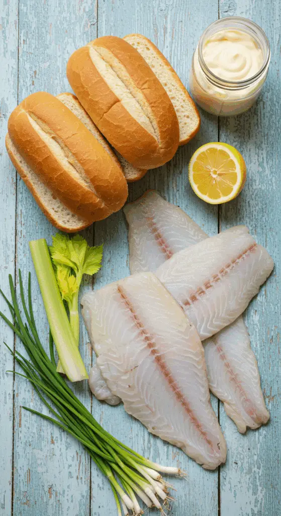 Fresh ingredients for the Monkfish "Lobster" Roll recipe.