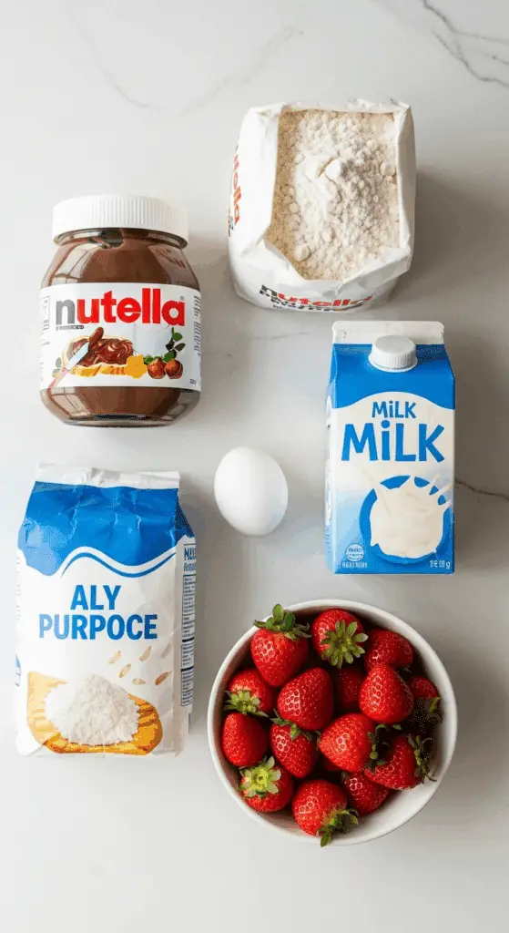 Ingredients for making Nutella Stuffed Pancakes.