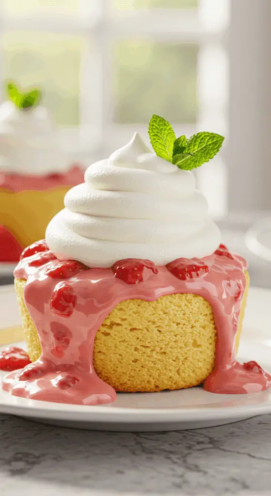 A beautiful and easy Quick Strawberry Shortcake with a creamy strawberry sauce and fresh whipped cream.