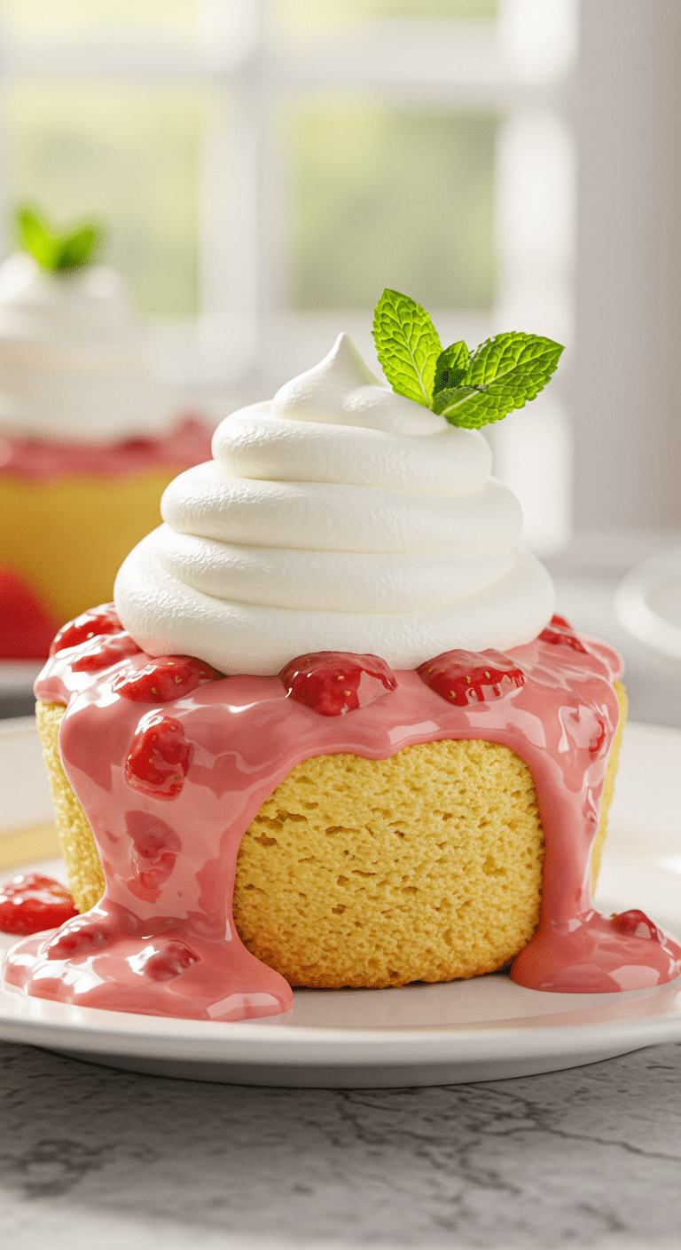 A beautiful and easy Quick Strawberry Shortcake with a creamy strawberry sauce and fresh whipped cream.