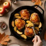 Serving the one-pan Maple-Glazed Chicken at a cozy family dinner table.