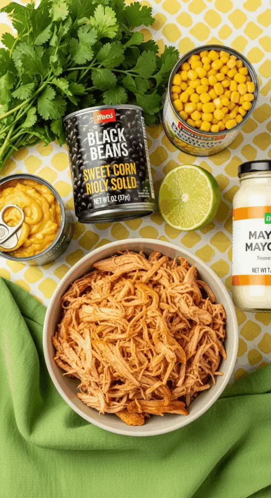 The simple, easy ingredients for the Southwest Chicken Salad.