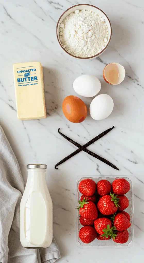 The simple, high-quality ingredients for the classic Strawberry Custard Tart.