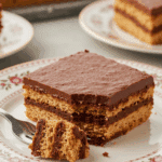 A perfect, layered slice of Chocolate Éclair Dessert on a plate at a family gathering.