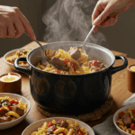 Serving the hot and comforting Slow-Cooker Pork With Noodles for a family dinner.