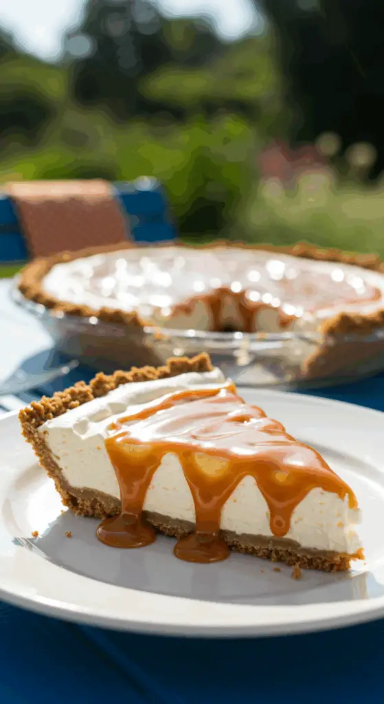 The Ultimate No-Bake Freezer Caramel Drizzle Pie