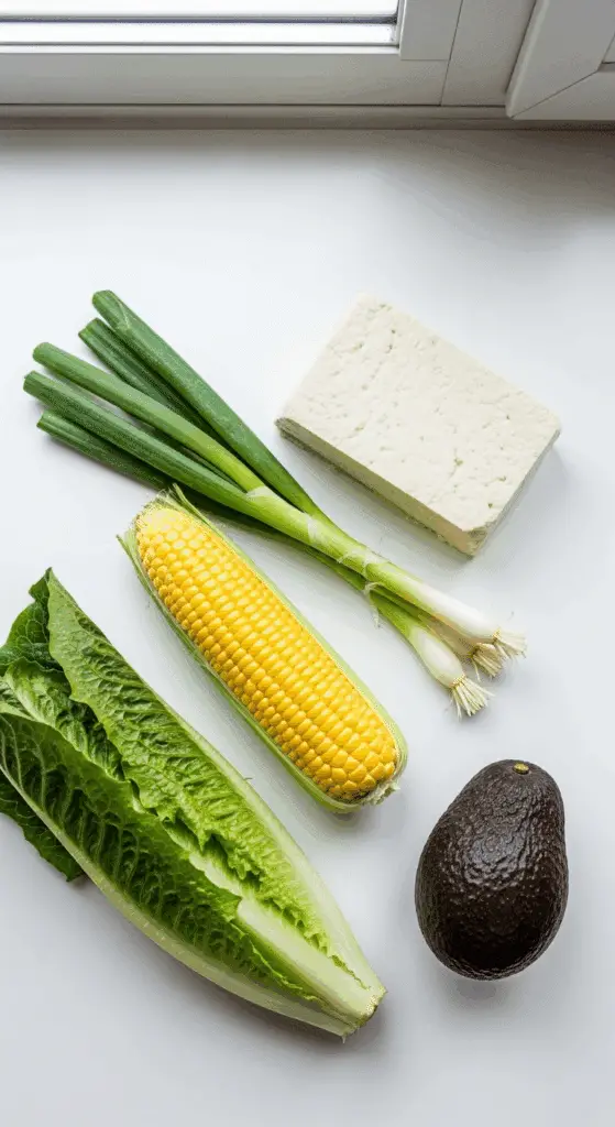 Fresh ingredients for the healthy Tofu Lettuce Wraps.