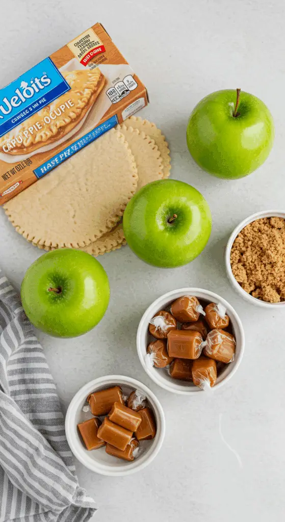The simple, convenient ingredients for the easy Caramel Apple Hand Pies recipe.