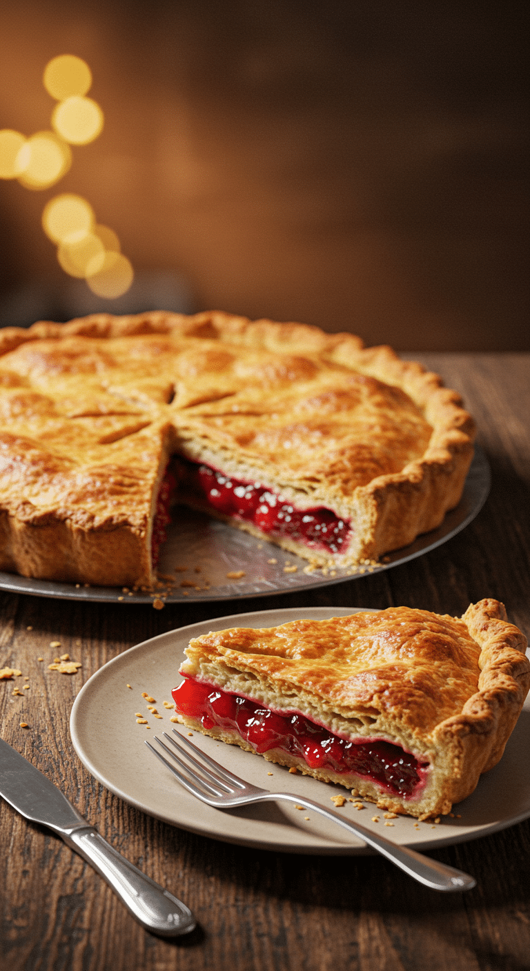 A beautiful, golden-brown, homemade pie with an incredibly flaky and perfectly baked all-butter crust.