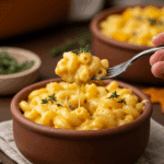 A beautiful and cozy bowl of homemade, creamy Butternut Squash Mac and Cheese being served for dinner.