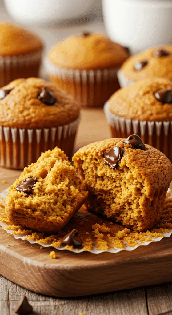 A beautiful display of two types of homemade, High-Protein Cottage Cheese Muffins: Pumpkin and Chocolate Chip