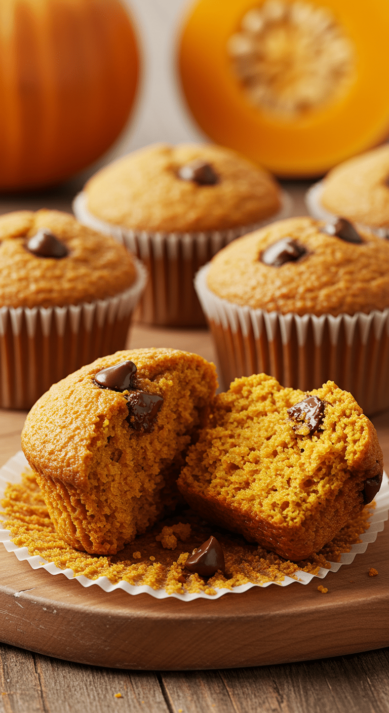 A beautiful display of two types of homemade, High-Protein Cottage Cheese Muffins: Pumpkin and Chocolate Chip