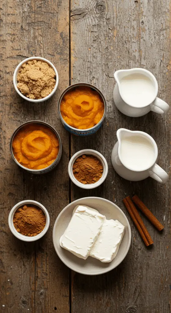 The simple, classic ingredients for the easy and creamy Pumpkin Dip recipe.