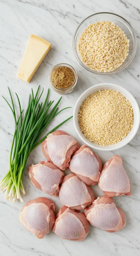 The fresh, from-scratch ingredients for the crispy and tangy Baked Deviled Chicken Thighs recipe.