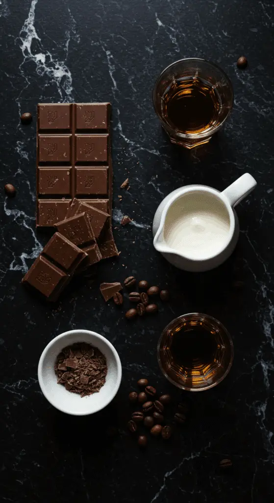 The simple, classic ingredients for the from-scratch, gourmet Chocolate Mousse recipe.