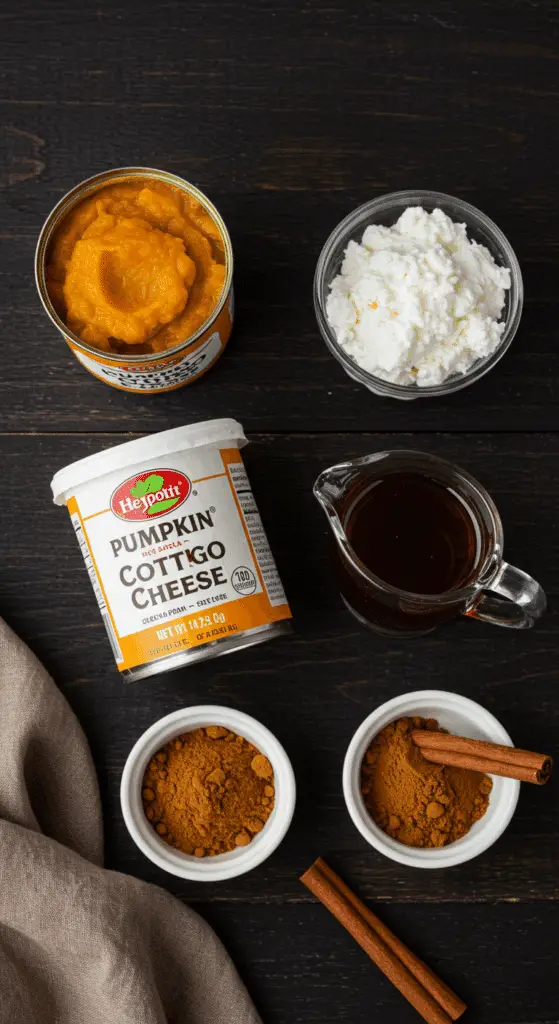 The wholesome, simple ingredients for the Healthy Pumpkin Ice Cream recipe.