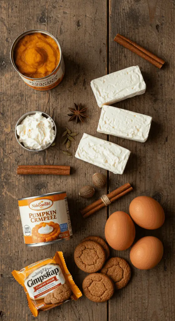 The classic, from-scratch fall ingredients for the Instant Pot Pumpkin Cheesecake recipe.