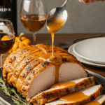 The beautiful, sliced Instant Pot Turkey Breast being served as the centerpiece of an elegant holiday dinner.