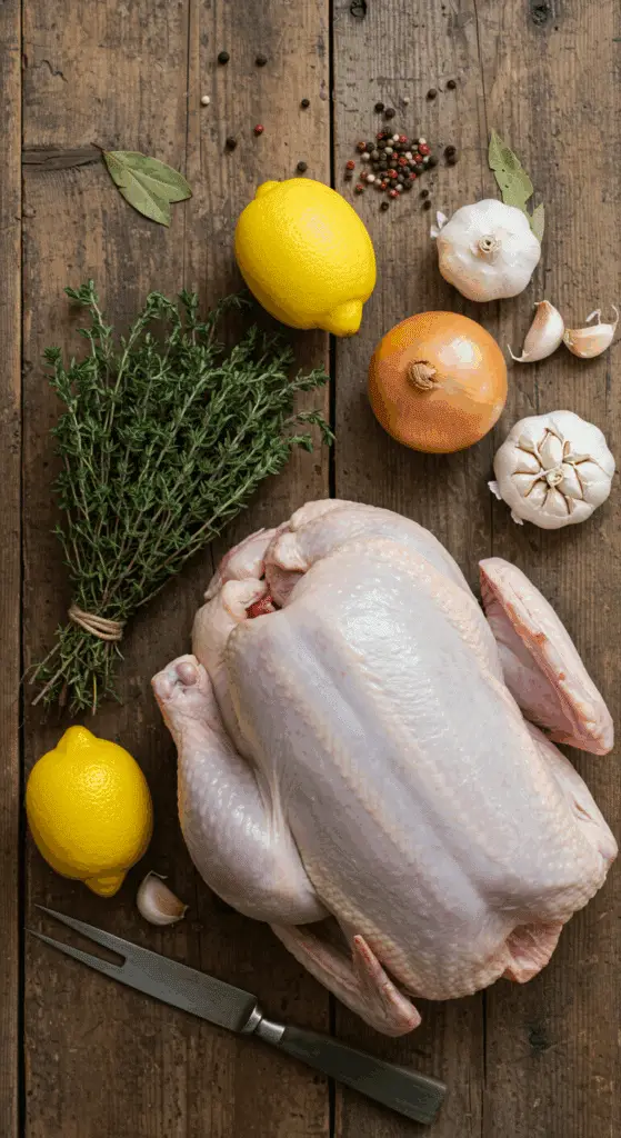 The simple, classic ingredients for the Perfect Roast Turkey recipe.