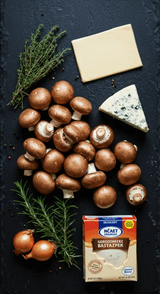 The fresh, savory ingredients for the easy and elegant Mushroom Puff Pastry Tarts recipe.